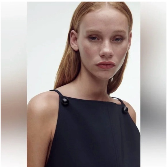 ZARA Elegant Navy Sleeveless Dress - Picture 3 of 6